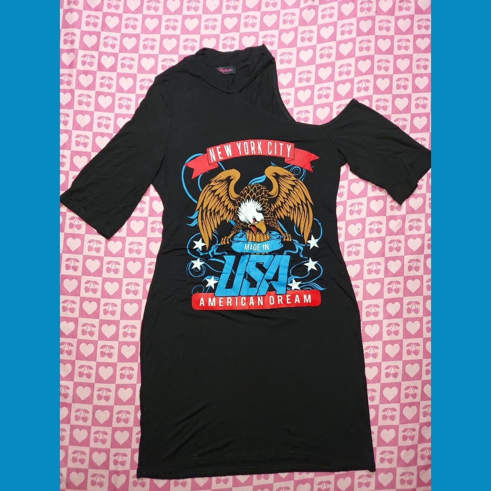 New York City Eagle American Dream Biker Style Dress